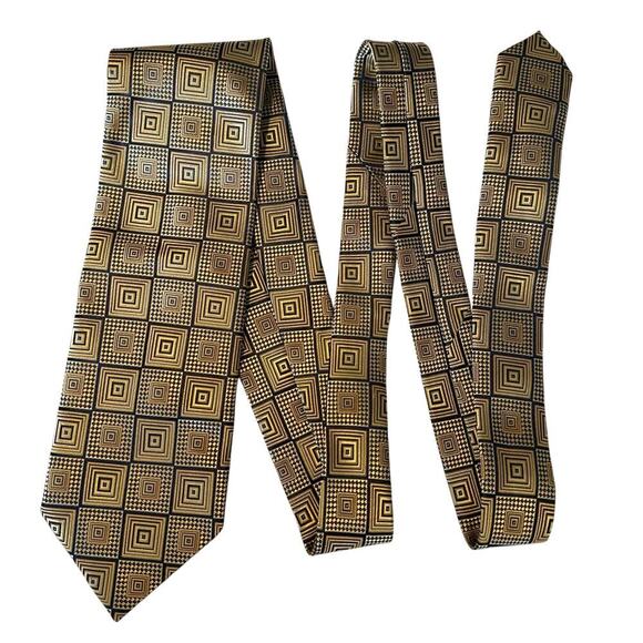 NWOT Ermenegildo Zegna Gold & Black Silk Tie - Picture 1 of 5
